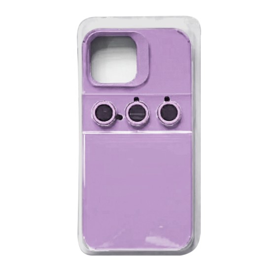 Silicone Case with Separate Camera Glass Set for Apple iPhone 15 Pro Purple